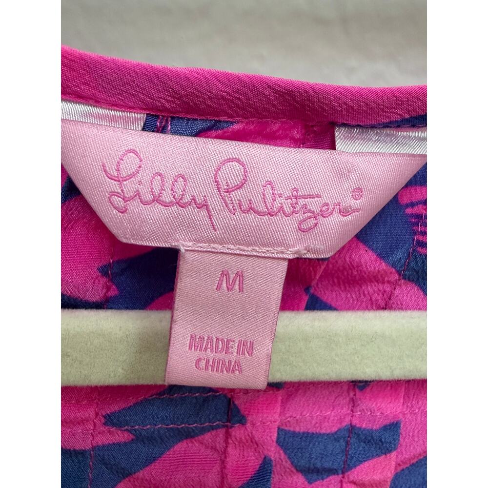 Lilly Pulitzer Women’s Medium Pink Navy Zebra Print Sleeveless Tank Top - Picture 4 of 5